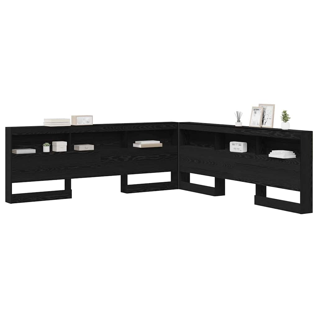 vidaXL Cabecera de almacenamiento con estante Roble Negro 200 cm