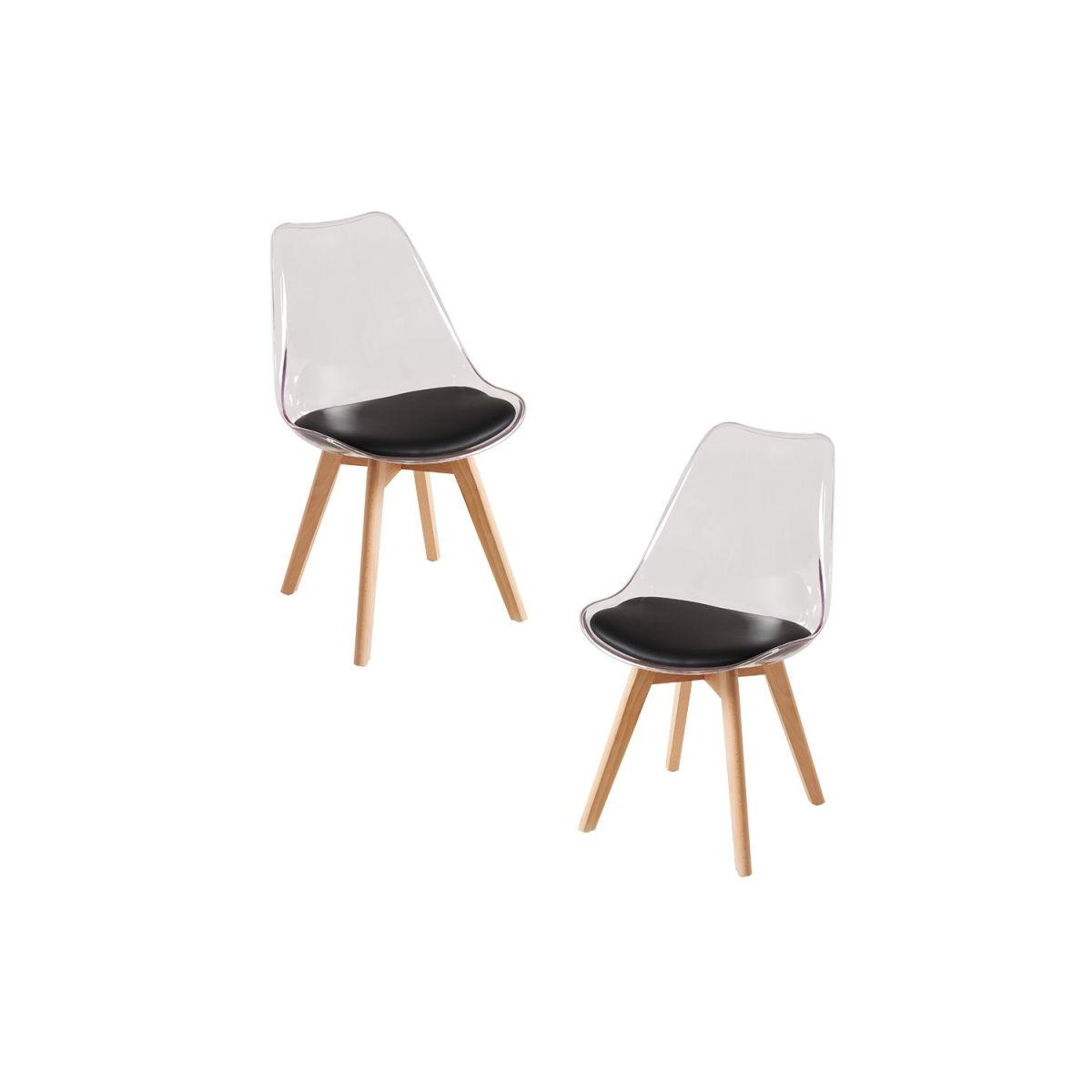 Regalos Miguel - Packs Sillas Comedor - Pack 2 Sillas Synk Transparente Asiento - Negro