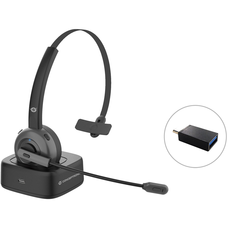 Conceptronic Auricular +MIC Wireless Con Base de Carga Negro