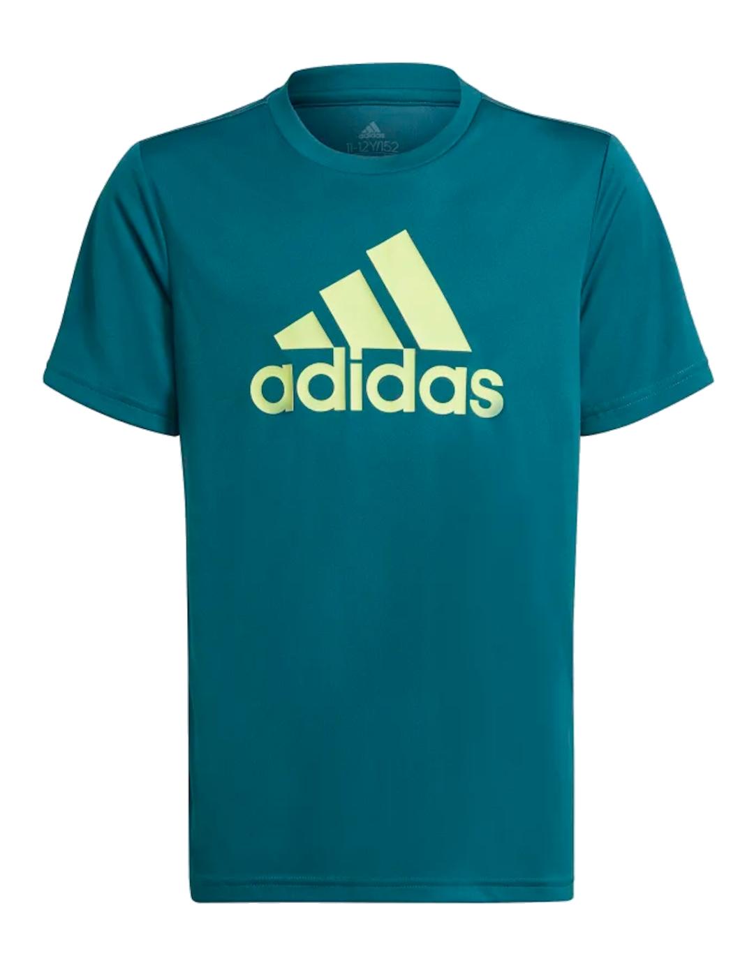 Adidas - Camiseta Adidas Juvenil Verde con Logo Grande