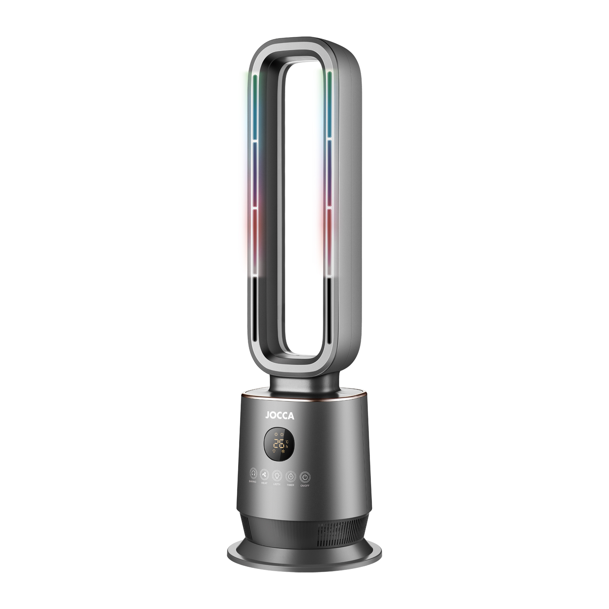 Jocca Calefactor Sin Aspas Frío-Calor 2000W con Tecnología PTC, Termostato Digital y Mando a Distancia
