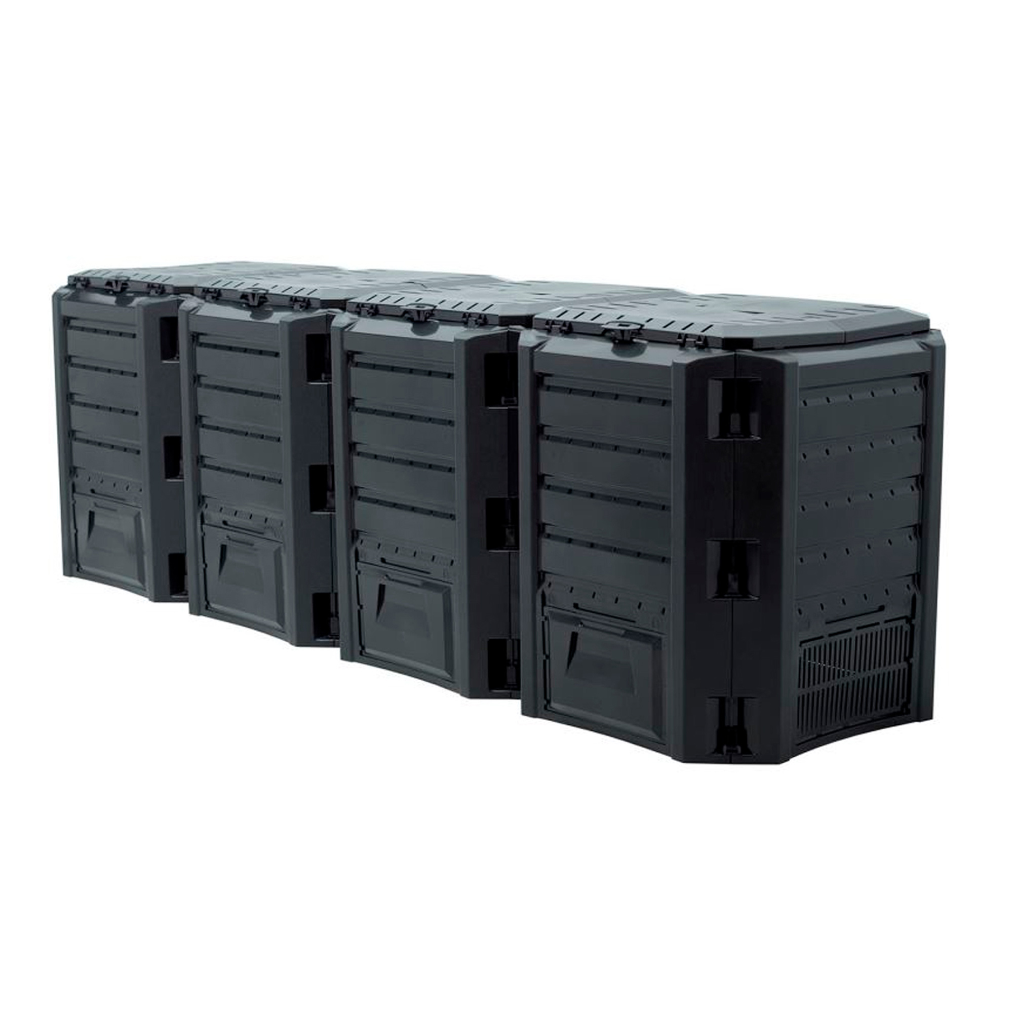 Compostador 1600 L PROSPERPLAST Compogreen Module de plástico en color Negro, 82,6 (alto) x 261 (ancho) x 71,9 (profundo) cms