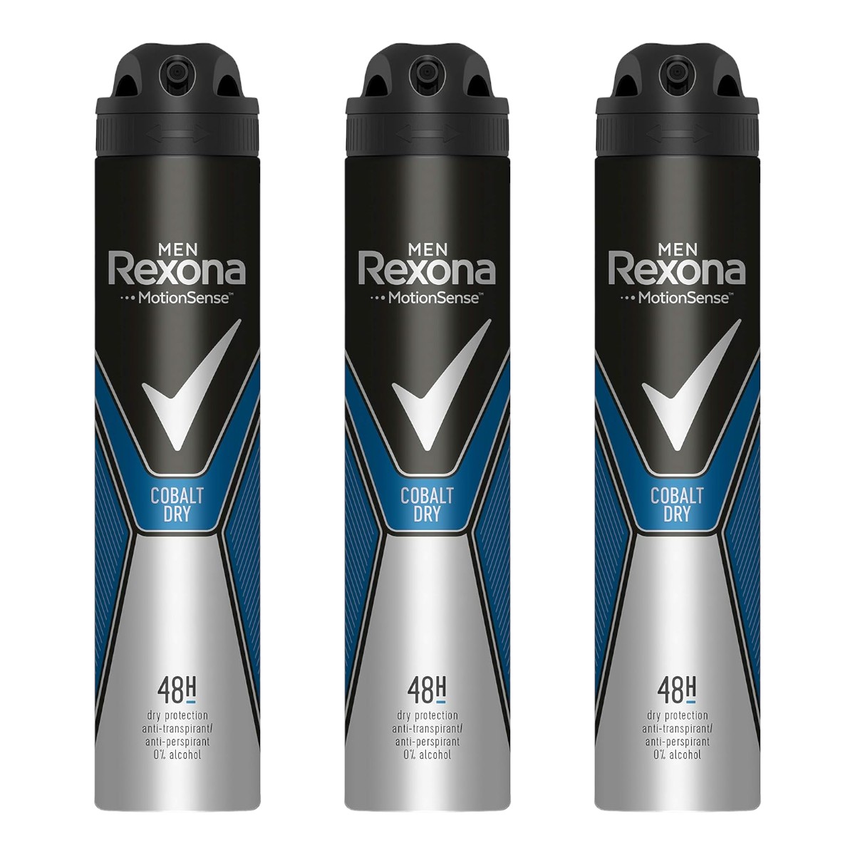 Rexona Men - Rexona Pack de 3 desodorantes Desodorante Antitranspirante para Hombre Cobalt Dry 200 ml (600 ml en total)