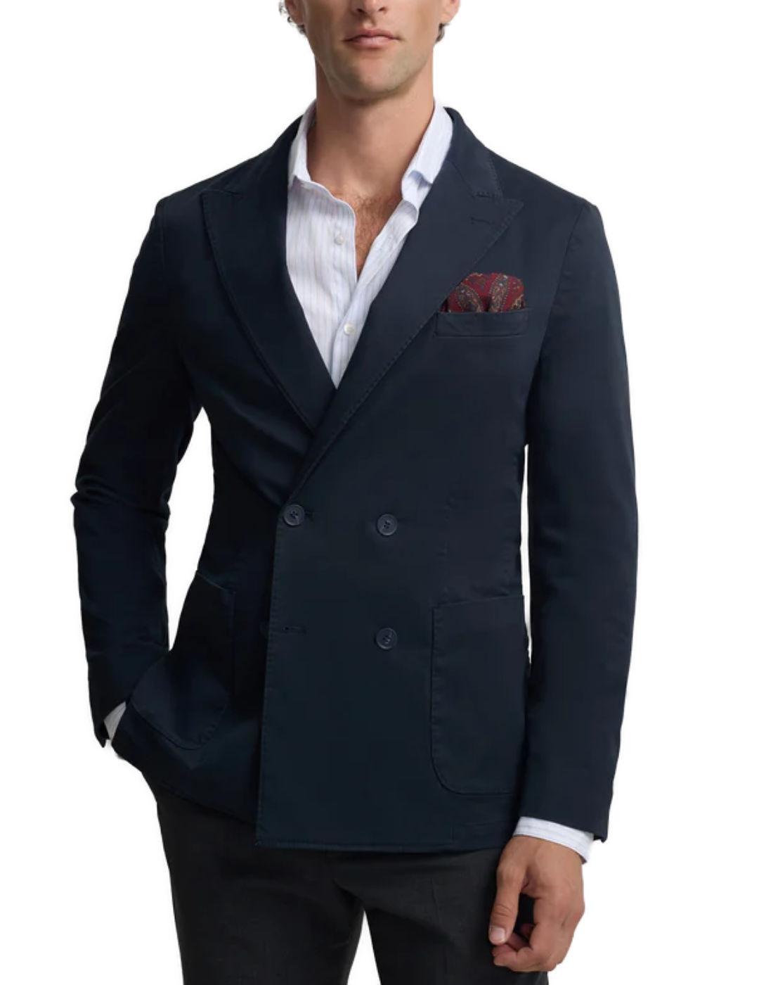 Americana Silbon cruzada casual azul marino para hombre