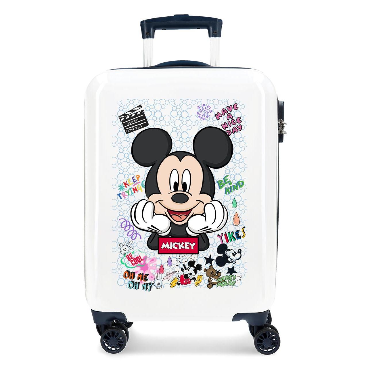 Disney Mickey Maleta De Cabina ABS Rígida Mickey Be Cool Blanco