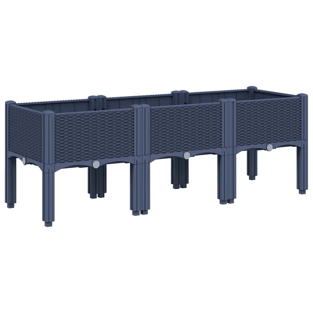 vidaXL Jardinera con patas PP azul gris 120x40x42 cm