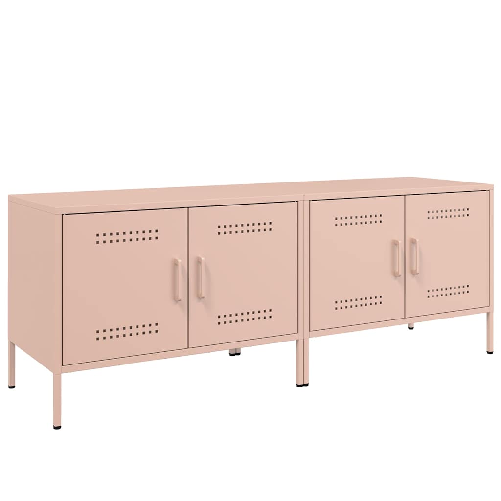 vidaXL Muebles de TV 2 piezas acero rosa 68x39x50,5 cm