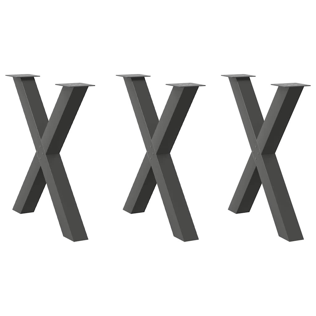 vidaXL Patas para mesa de comedor en forma de X (3 unidades) 80 x (72-73) cm, acero