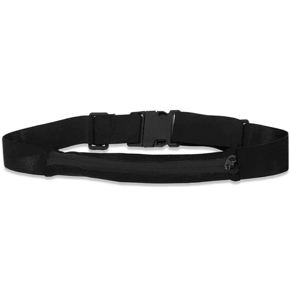 Ociodual Riñonera Deportiva Negra Bolsa de Cintura con Cremallera Individual Simple 1 Bolsillo Cinturon Ajustable Banda