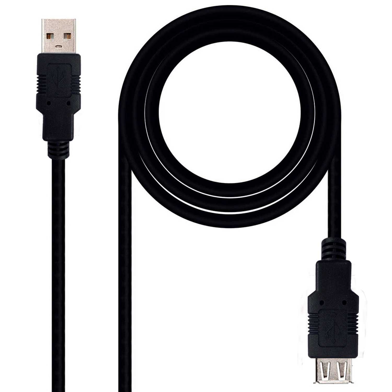 Ociodual Cable de Extension Conector USB 2.0 Tipo A de Macho Hembra Negro 1.4m Latiguillo Alargador Prolongador Extensor M/H