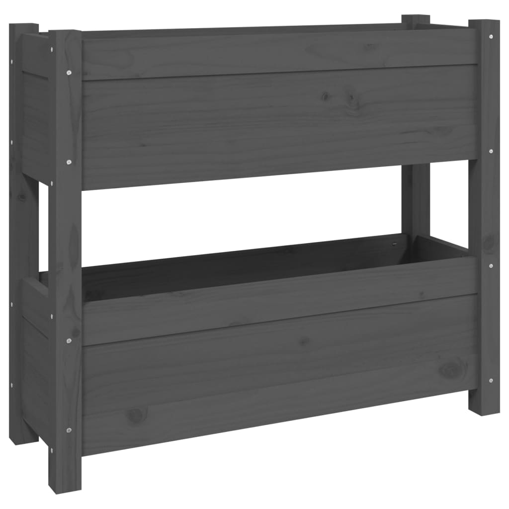 vidaXL Jardinera de madera maciza de pino 77x25x66 cm Color Natural,  Blanco,  Gris y mas