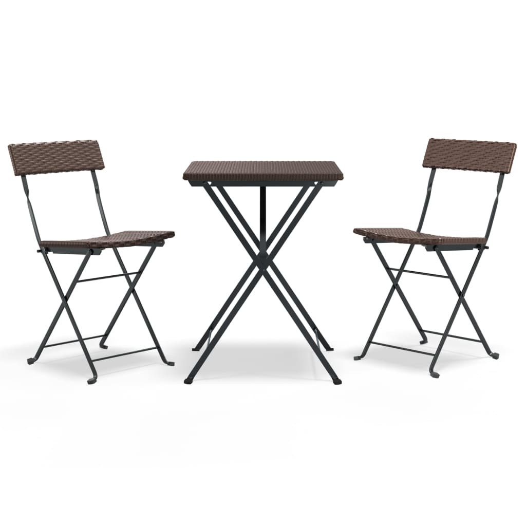 vidaXL Muebles de cafetería plegables 3 piezas ratán sintético marrón