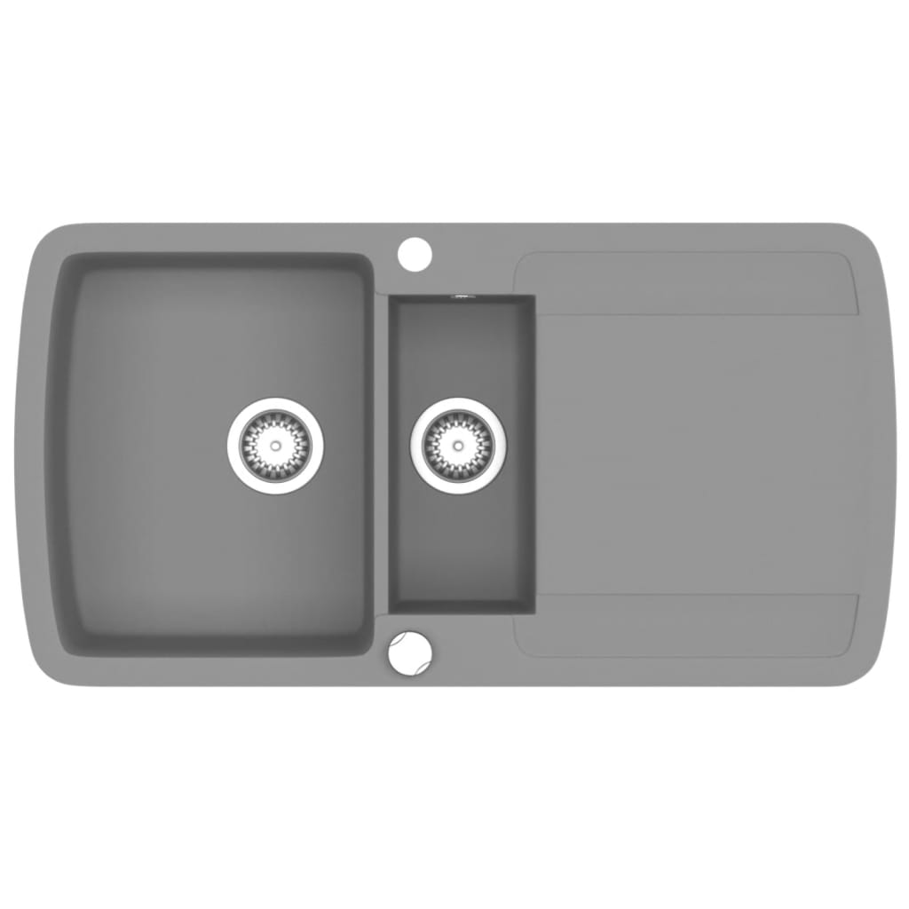 vidaXL Fregadero de cocina con dos senos de granito gris