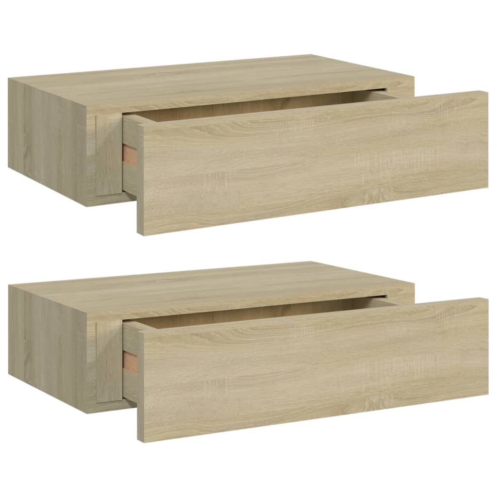Vidaxl Estantes de Pared con Cajón MDF 40x23,5x10 Cm Blanco/Negro/Gris - Pack 2