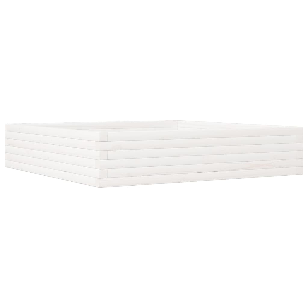 vidaXL Jardinera de madera maciza de pino 110x110x23 cm Color Pino natural,  Blanco,  Marrón cera y mas