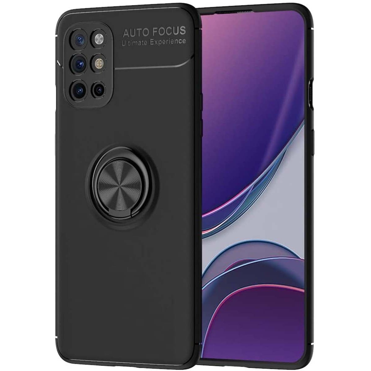 Tumundosmartphone Funda Magnetica Soporte con Anillo Giratorio 360 para Realme 7 Negra
