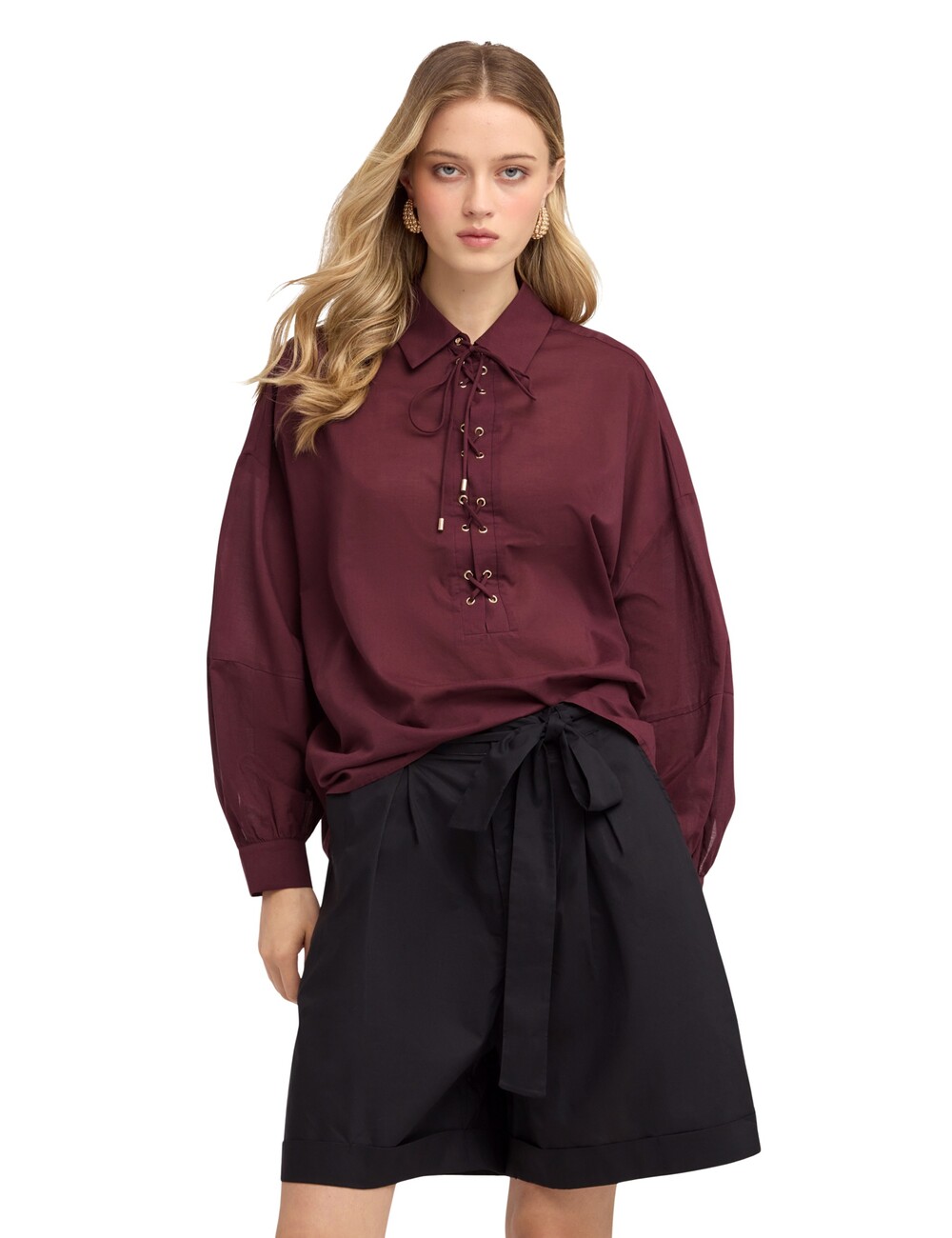 Motivi - Camisa oversize de muselina con lazos