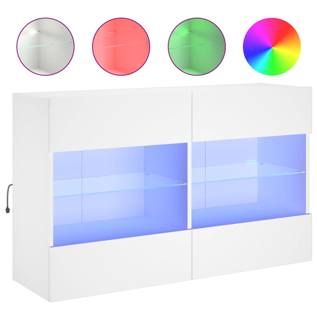 vidaXL Mueble TV de pared con luces LED 98,5x30x60,5 cm, Mueble de Salon, Mueble TV, Mueble TV salon, Mesa de TV, Mueble tele
