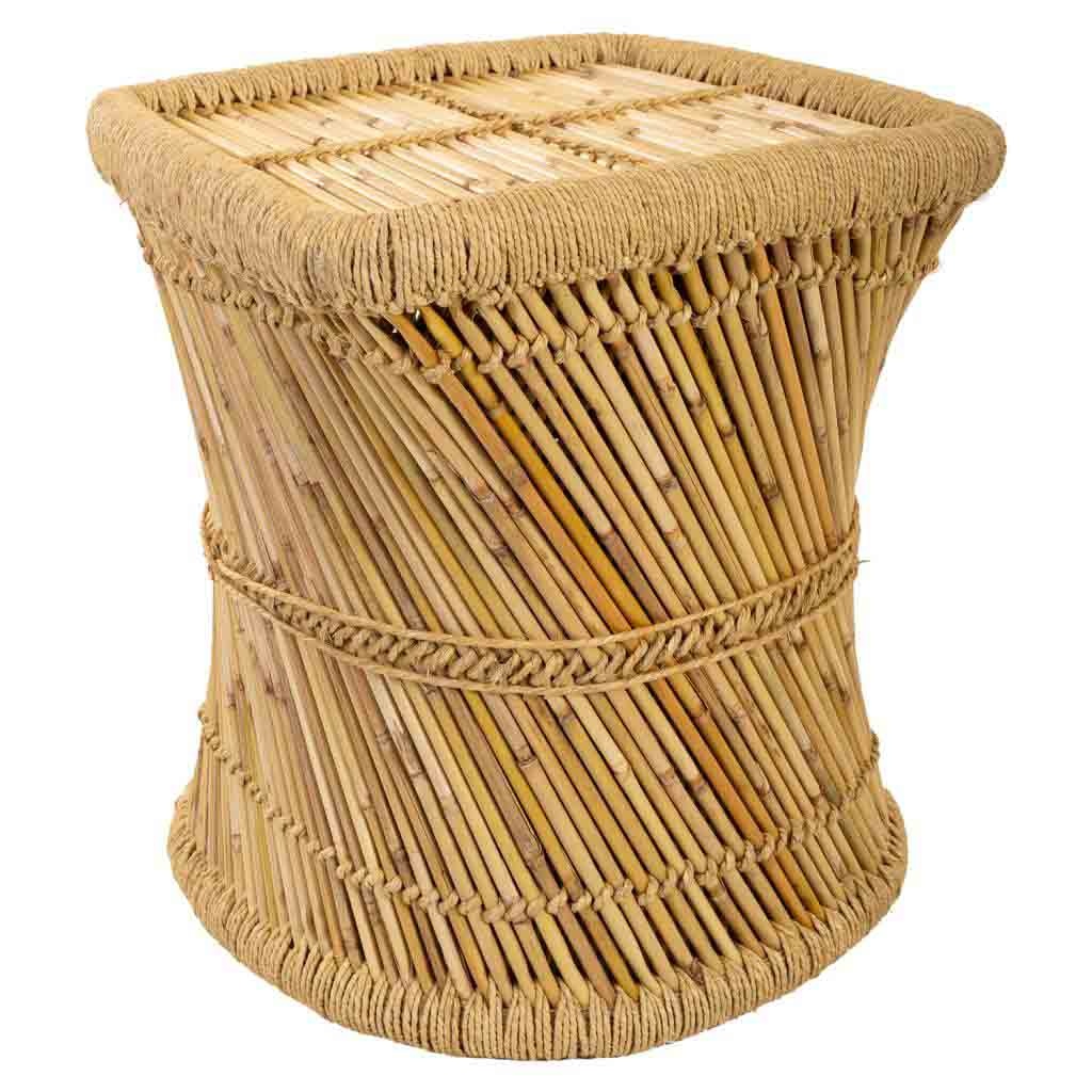 Wonderlust Deco - Mesa auxiliar de bambú marrón 43x43x47 Marrón 43x43x47h cm