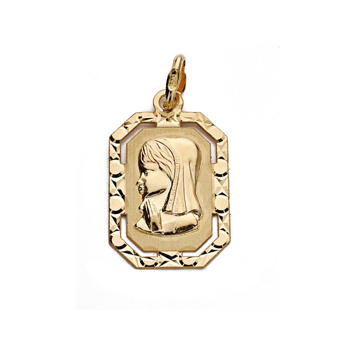Medalla oro 9k Virgen Nina ligera 20mm.