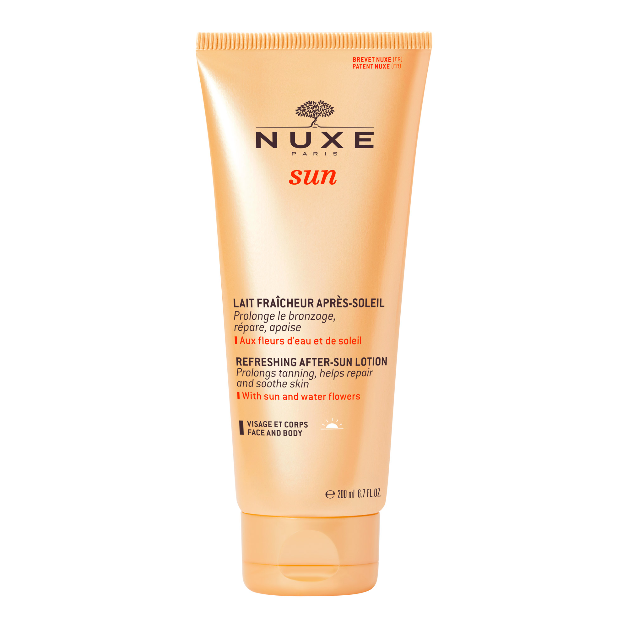 Nuxe Sun - After sun leche facial y corporal refrescante 200 ml (Coco - Naranja - Floral)  Nuxe