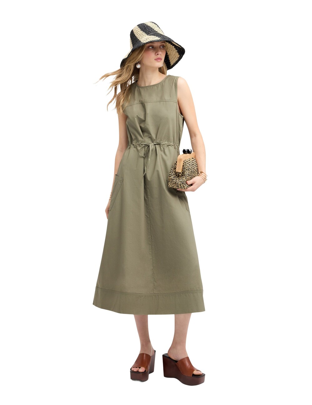 Motivi - Vestido con cordón ajustable en popelín
