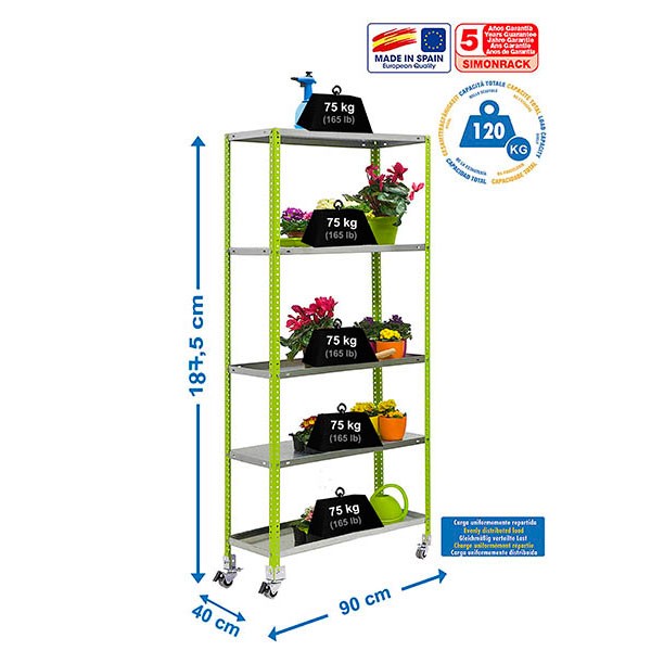 Estantería SIMONRACK Simongarden comfort mob. 5/400 verde/galva