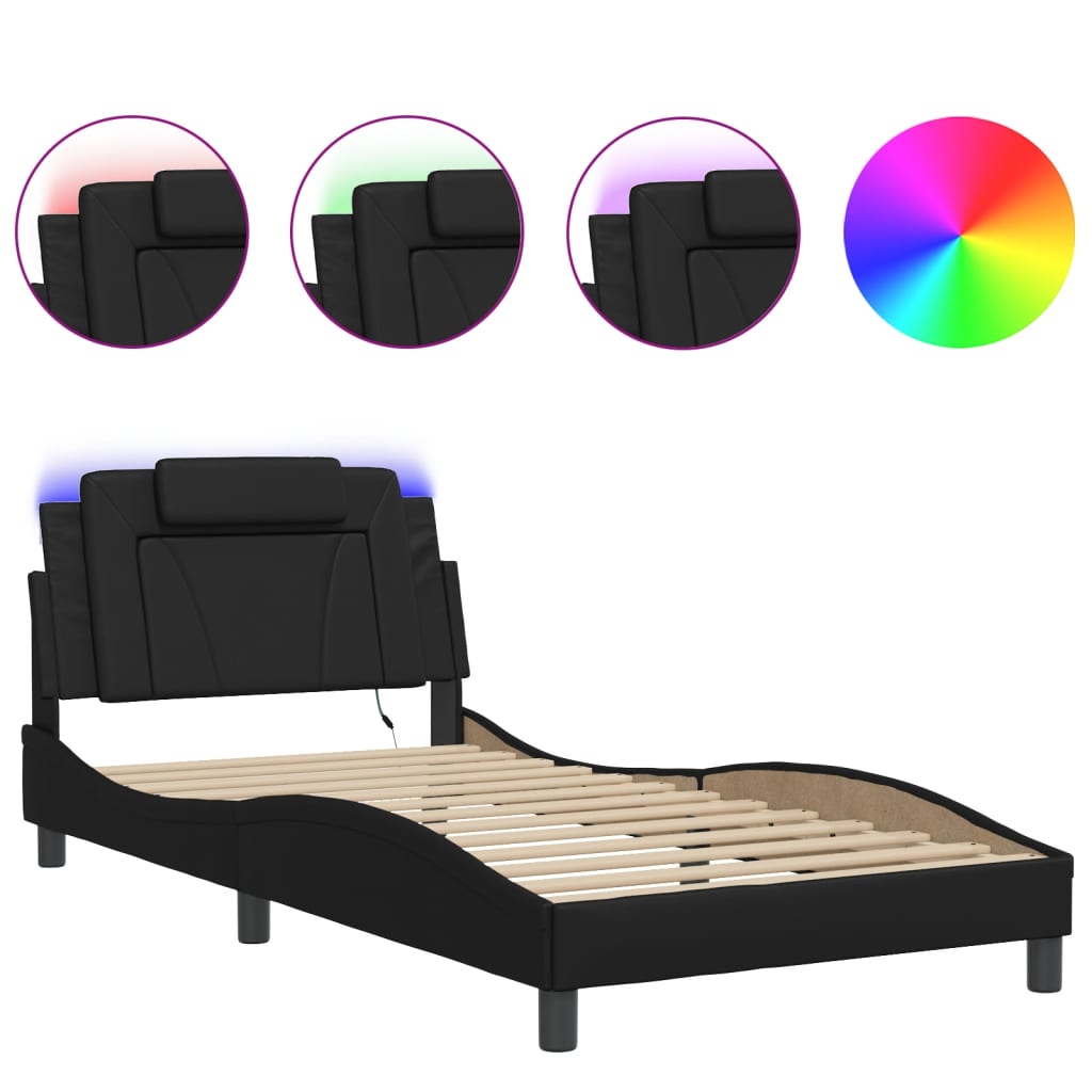 vidaXL Estructura de cama Viana con LED sin colchón negro 100x200 cm