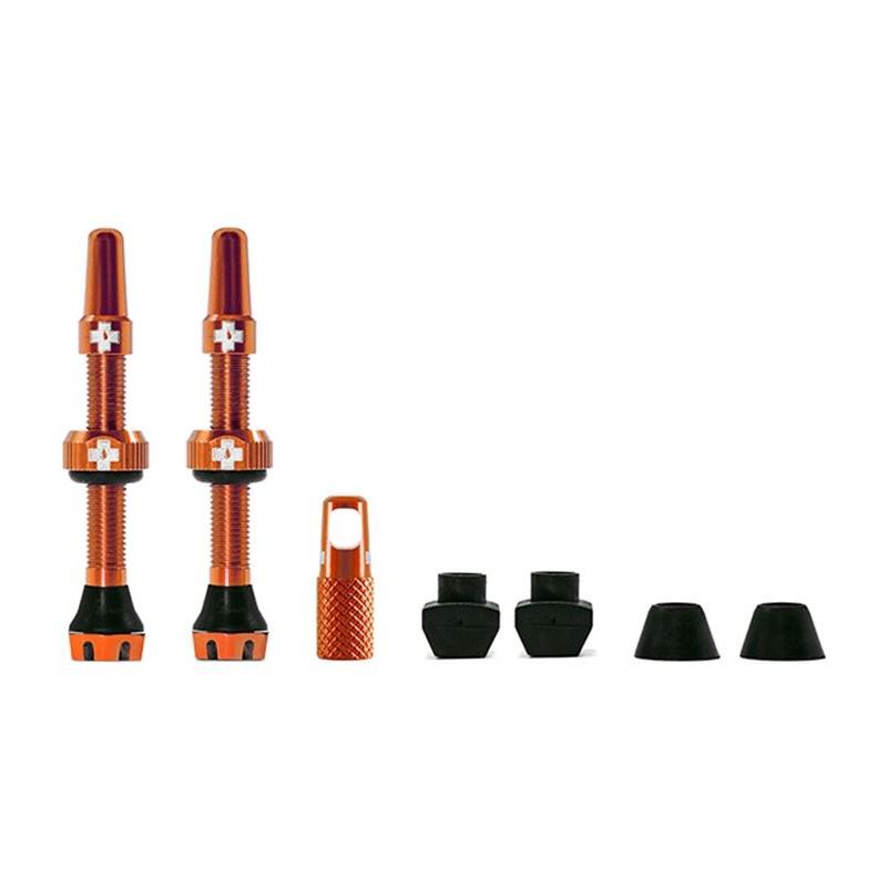 Muc-Off - Juego de Válvulas Tubeless V2 para bicicleta, de aluminio 7075, con sistema de flujo de aire libre y compatibilidad universal con inserciones de espuma, 44 mm, incluye herramienta integrada de extracción del núcleo