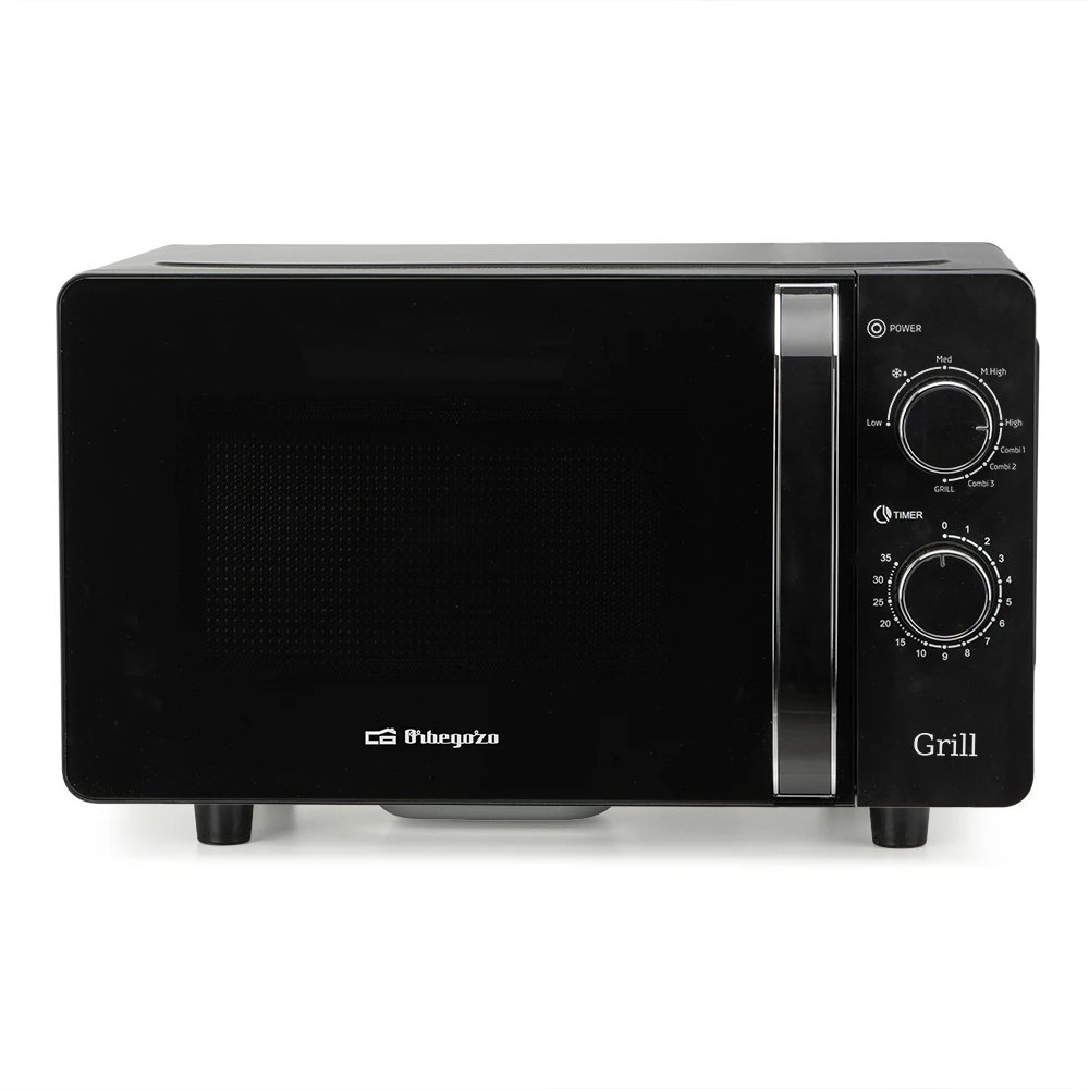 Orbegozo - Microondas MIG 2071 CE de 20 L y 700 W con grill integrado de 800 W, tecnología flatbed sin plato giratorio y acabado en acero inoxidable para cocina compacta