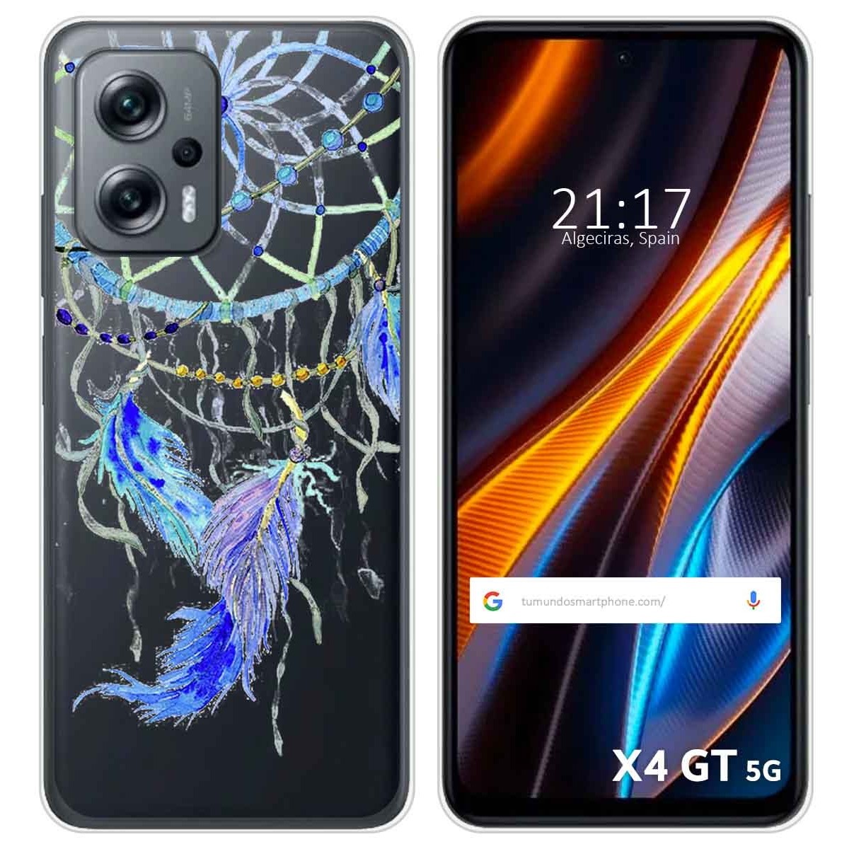 Funda Silicona Transparente para Xiaomi Poco X4 GT 5G diseño Plumas Dibujos