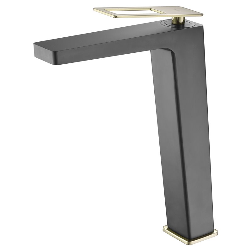 Imex Suecia BDC032-3NGOLD grifo de lavabo monomando caño alto negro mate y oro