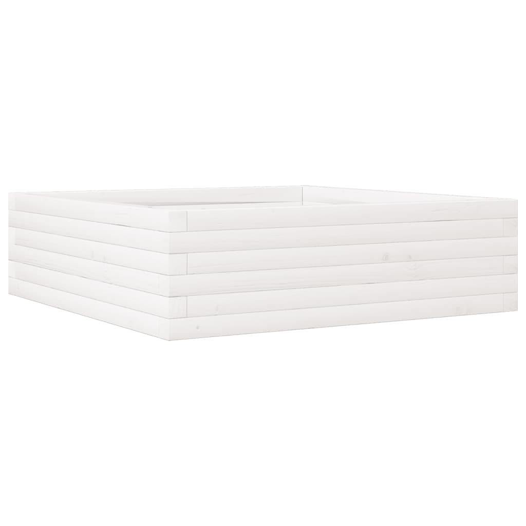 vidaXL Jardinera de madera maciza de pino 80x80x23 cm Color Pino natural,  Blanco,  Marrón cera y mas