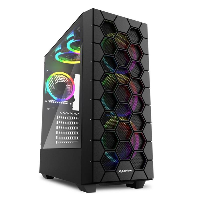 Torre PC Sharkoon RGB Hex Cristal Templado USB 3.0 Negra