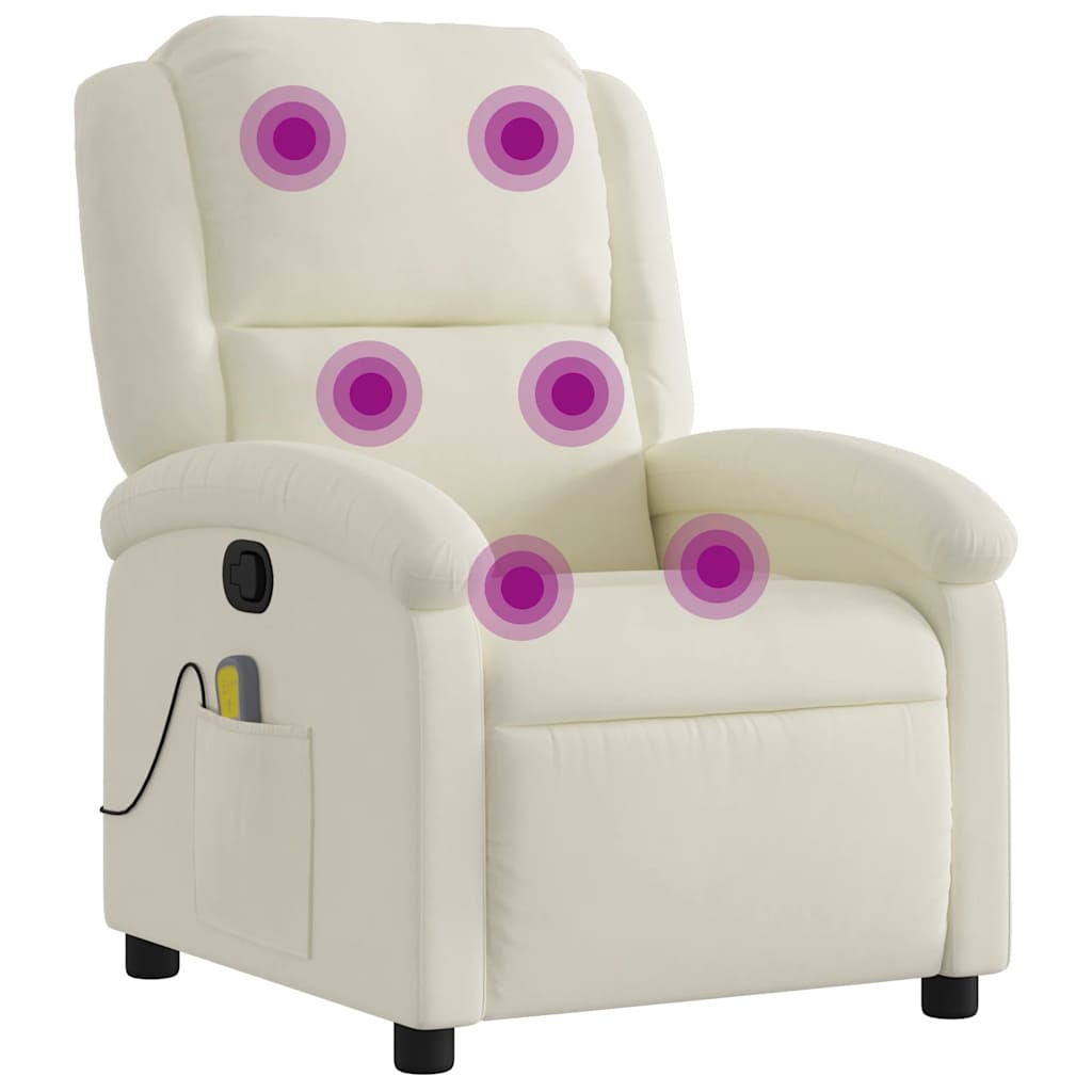 vidaXL Sillón de masaje reclinable de terciopelo crema
