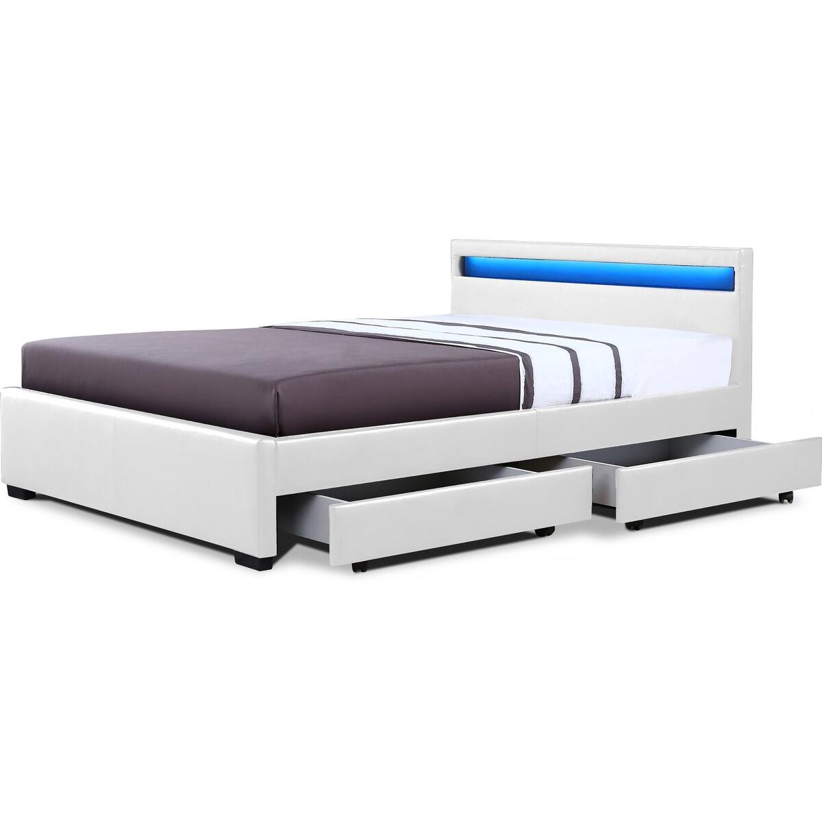 Habitat y Jardin - Cama Led "NICO" - 160 × 200 cm - Blanco