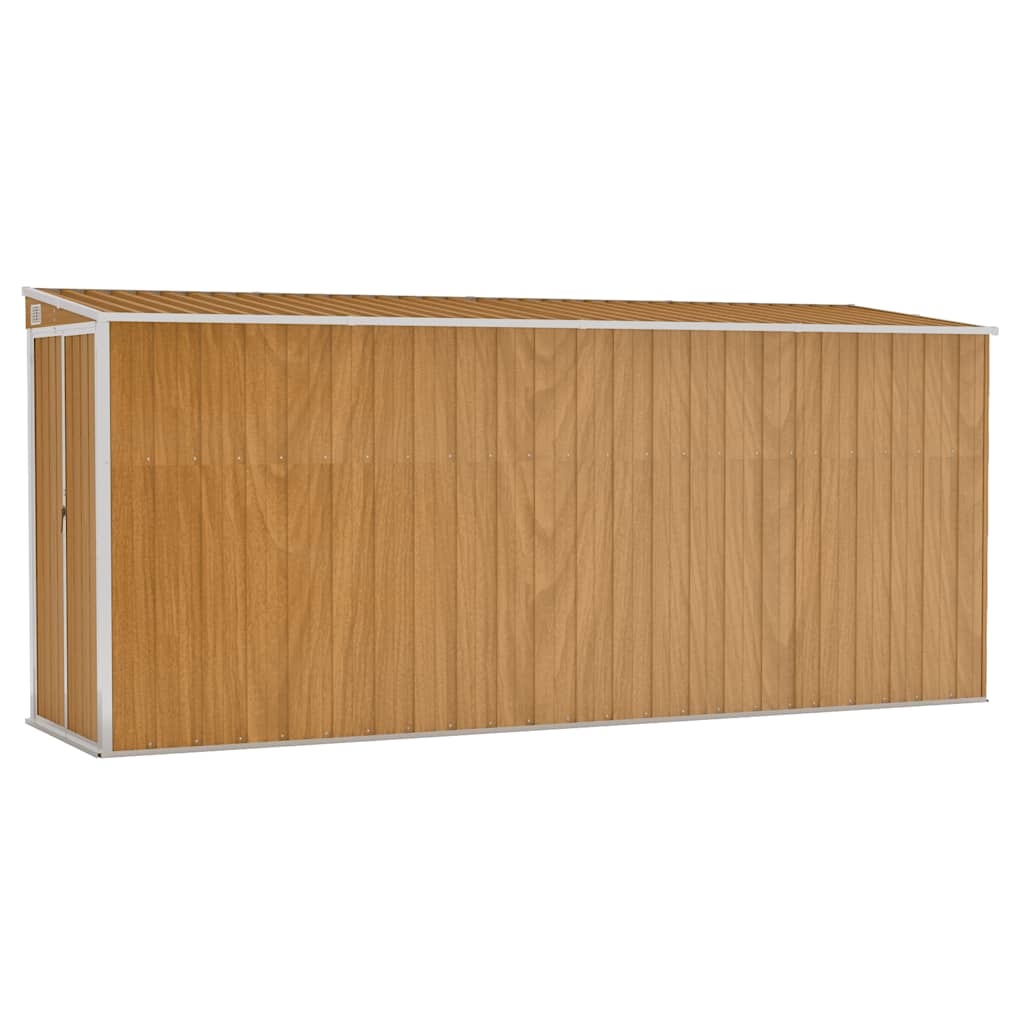 vidaXL Caseta de jardín de pared marrón 118x382x178 cm acero galvanizado