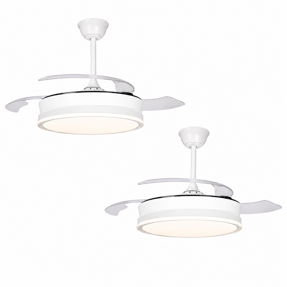 Akunadecor - Pack De 2 Ventiladores De Techo Motor Dc Blanco Led 45w Dimable 3 Cct Regulables 4400 Lumenes Akunadecor