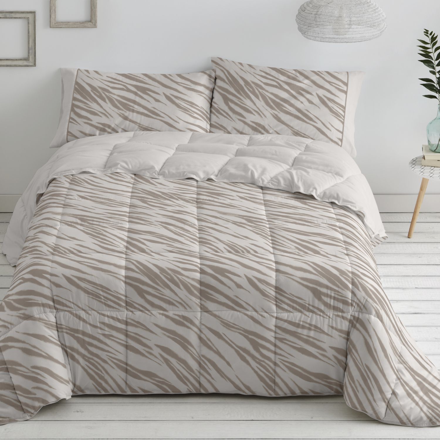 Edredón Nórdico Cebra Moka 300gr | Microfibra Reversible para Invierno | Máxima Calidez | 5 Medidas Disponibles
