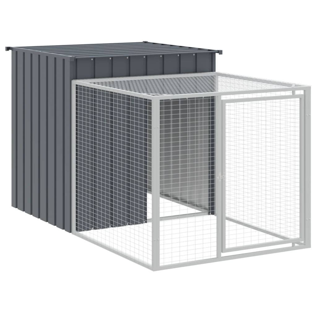 vidaXL Gallinero con Corral Jaula Caseta de Gallinas Acero Galvanizado Color Antracita,  Gris claro, y mas