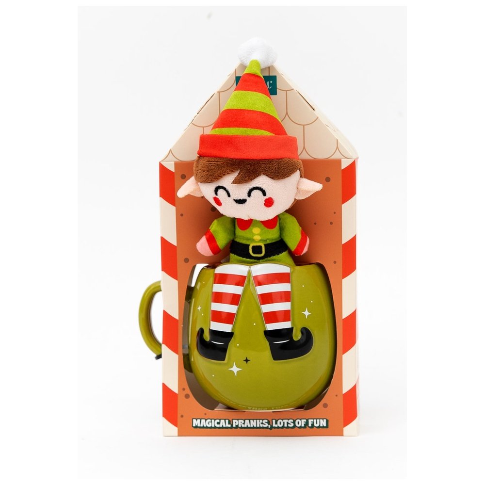 MR SET DE TAZA Y ELFO DE PELUCHE NAVIDAD 14x9x24 Cms.