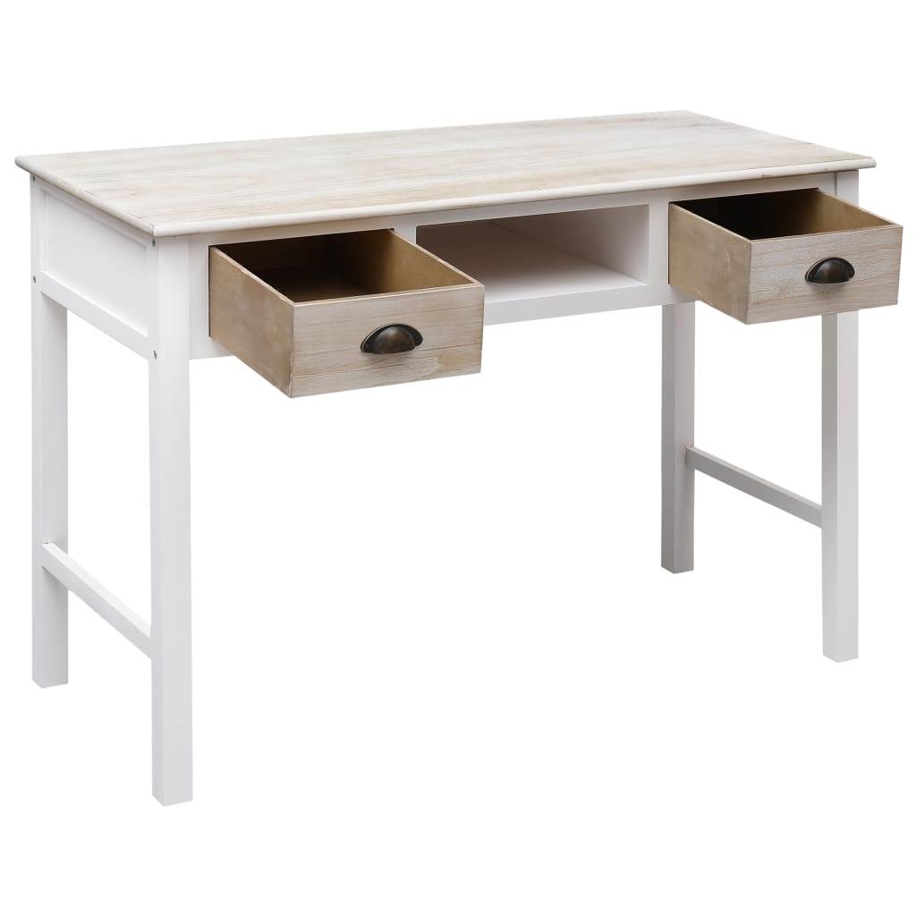 Mesa Consola Vidaxl de Madera Antiguo 110x45x76 Cm Blanco y Color Madera