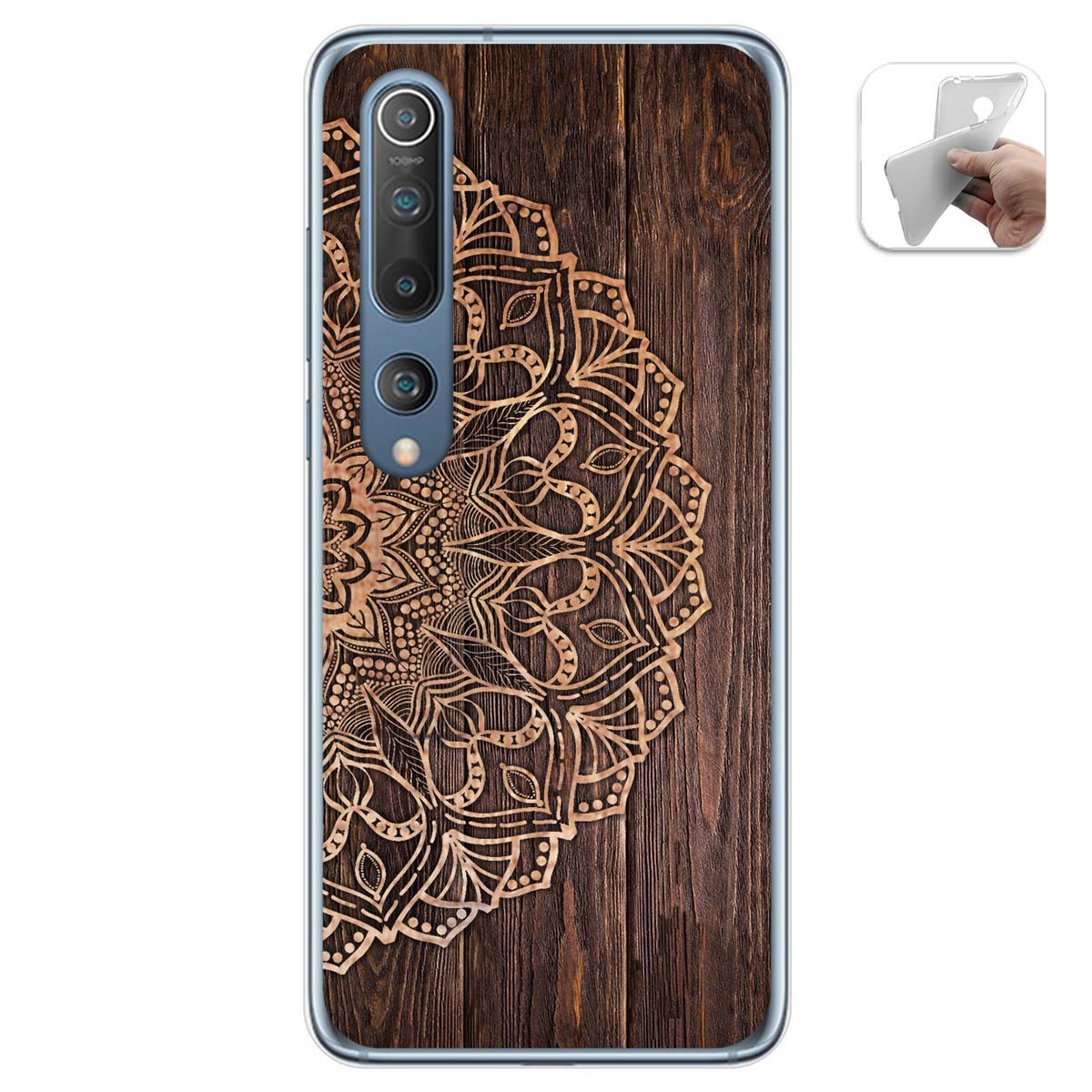 Tumundosmartphone Funda Gel Tpu para Xiaomi Mi 10 / Mi 10 Pro diseño Madera 06 Dibujos