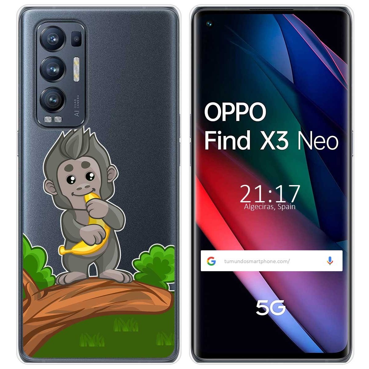 Tumundosmartphone Funda Gel Transparente para Oppo Find X3 Neo 5G diseño Mono Dibujos