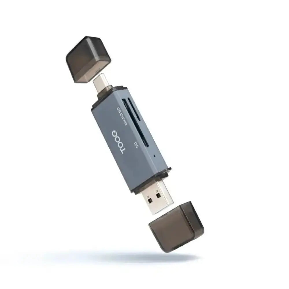 Lector de Tarjetas TooQ TQR-3001G SD TF USB-C 3.0 USB-A Gris Aluminio