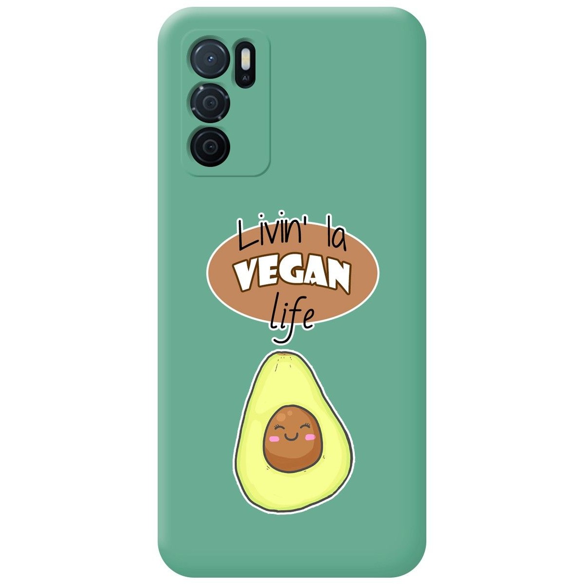 Funda Silicona Líquida Verde para Oppo A16 / A16s diseño Vegan Life Dibujos