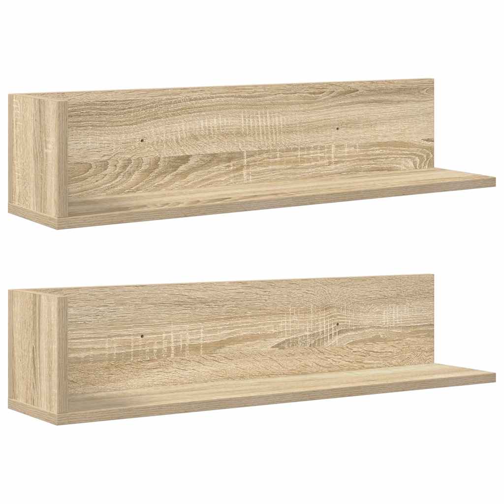 vidaXL Estantes pared 2 uds madera roble Sonoma 75x16,5x16,5 cm