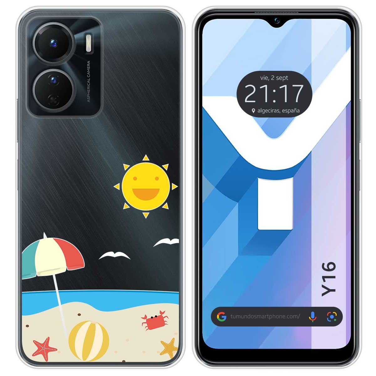 Funda Silicona Transparente para Vivo Y16 diseño Playa Dibujos