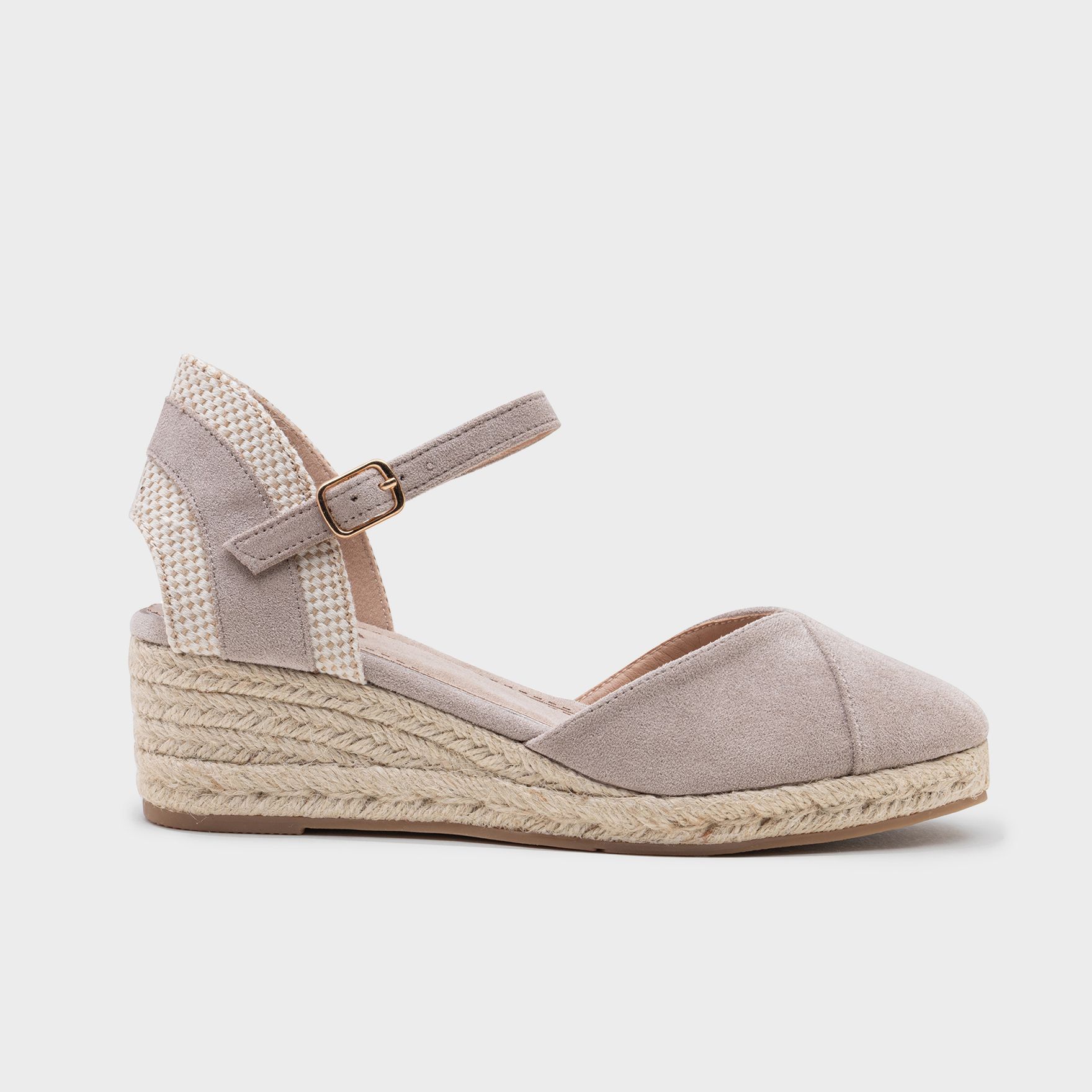 Alpargatas de Cuña Media para Mujer con Suela de Yute Trenzado y Acabado Metalizado, Pulsera Ajustable al Tobillo, Estilo Mediterráneo Clásico