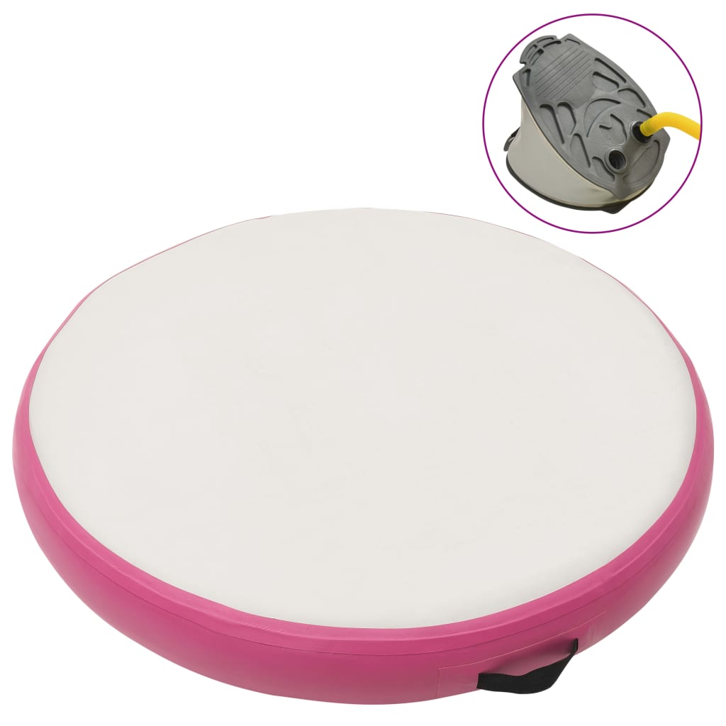 vidaXL Esterilla Inflable de Gimnasia y Bomba PVC 100x100x20 cm Estera Color Azul y gris,  Rosa y gris,  Verde y gris y mas